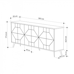 Μπουφές Bufel pakoworld σε φυσική απόχρωση 181x35x77.4εκ