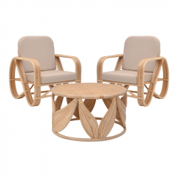 Σαλόνι Relmine-Siderty pakoworld σετ 3τεμ rattan σε φυσική απόχρωση (80x80x45εκ)