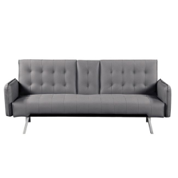 WELLS ΚΑΝΑΠΕΣ/ΚΡΕΒΑΤΙ PU ΓΚΡΙ 188x82x80(Κρεβάτι168x100x36)cm