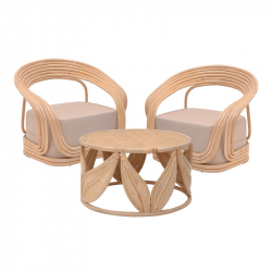 Σαλόνι Radictive-Siderty pakoworld σετ 3τεμ rattan σε φυσική απόχρωση (80x80x45εκ)