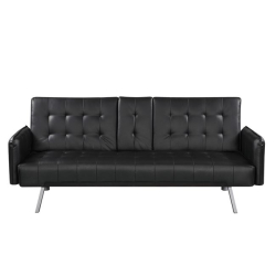 WELLS ΚΑΝΑΠΕΣ/ΚΡΕΒΑΤΙ PU ΜΑΥΡΟ 188x82x80(Κρεβάτ168 x100x36)cm