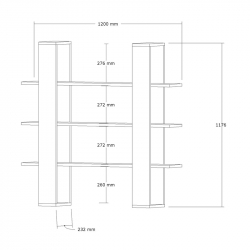 Βιβλιοθήκη Yotek pakoworld σε καρυδί απόχρωση 120x23x120εκ