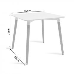 Τραπέζι Natali pakoworld MDF λευκό-πόδια φυσικό 80x80x76εκ