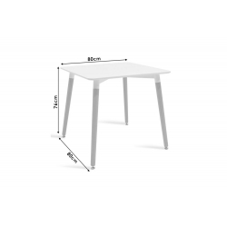Τραπέζι Natali pakoworld MDF λευκό-πόδια φυσικό 80x80x76εκ