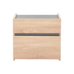 Κομοδίνο Comcie pakoworld σε φυσικό με γκρι απόχρωση 50x42x45.5εκ