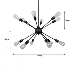 Φωτιστικό οροφής πολύφωτο Ponile pakoworld μαύρο μέταλλο 52x52x100εκ
