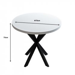 Τραπέζι Kalipso pakoworld μελαμίνη σε λευκή απόχρωση και μαύρο μεταλλικό πόδι Φ70x75εκ Τραπέζι Kalipso pakoworld μελαμίνη σε λευκή απόχρωση και μαύρο μεταλλικό πόδι Φ70x75εκ