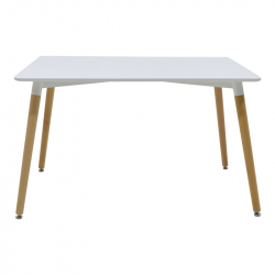 Τραπεζαρία Aurora-Natali pakoworld σετ 5τεμ pp-mdf σε λευκό-φυσική απόχρωση 80x80x6εκ