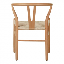 Καρέκλα Wishbone pakoworld rubberwood-σχοινί σε φυσική απόχρωση 60x51x80εκ