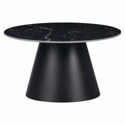 Βοηθητικά τραπέζια Fabrin Inart μαύρο μαρμάρου sintered stone-μαύρο μέταλλο (70x70x40εκ)