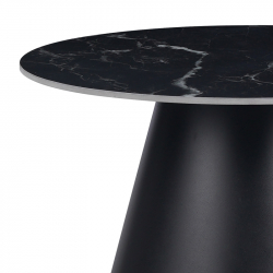 Βοηθητικά τραπέζια Fabrin Inart μαύρο μαρμάρου sintered stone-μαύρο μέταλλο (70x70x40εκ)
