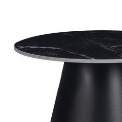 Βοηθητικά τραπέζια Fabrin Inart μαύρο μαρμάρου sintered stone-μαύρο μέταλλο (70x70x40εκ)