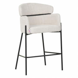 Σκαμπό μπαρ Tolerse Inart μπεζ ύφασμα-πόδι μαύρο μέταλλο (55x60x97εκ)