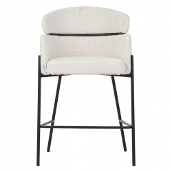 Σκαμπό μπαρ Tolerse Inart μπεζ ύφασμα-πόδι μαύρο μέταλλο (55x60x97εκ)