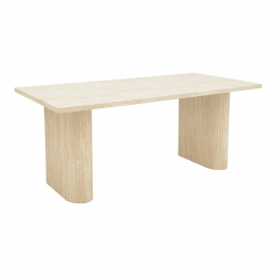 Τραπέζι Loozir pakoworld mdf σε λευκή όψη τραβερτίνας 180x90x75εκ