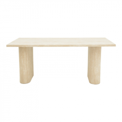 Τραπέζι Loozir pakoworld mdf σε λευκή όψη τραβερτίνας 180x90x75εκ