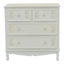 Συρταριέρα Pazlen Inart mdf σε λευκή αντικέ απόχρωση 80x40x80εκ