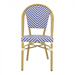 Καρέκλα Uamrin pakoworld στοιβαζόμενη φυσικό αλουμίνιο-λευκό και μπλε textilene 46x57x85εκ