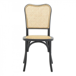 Καρέκλα στοιβαζόμενη Zozele pakoworld φυσικό rattan pe-μαύρο toon wood 45x51x88εκ