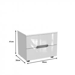 Κομοδίνο Afina pakoworld mdf σε λευκή glossy απόχρωση 50x35x41εκ