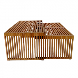 Τραπέζι Tinnie pakoworld σετ 2τεμ teak ξύλο σε φυσική απόχρωση (110x60x46εκ)