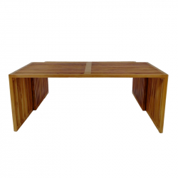 Τραπέζι Tinnie pakoworld σετ 2τεμ teak ξύλο σε φυσική απόχρωση (110x60x46εκ)