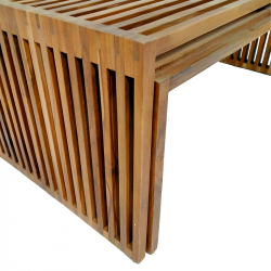 Τραπέζι Tinnie pakoworld σετ 2τεμ teak ξύλο σε φυσική απόχρωση (110x60x46εκ)