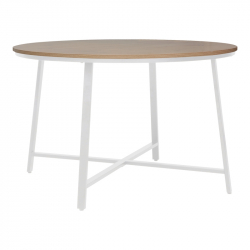 Τραπέζι Gianno pakoworld μελαμίνη σε φυσική απόχρωση και πόδι λευκό μέταλλο Φ120x76εκ Τραπέζι Gianno pakoworld μελαμίνη σε φυσική απόχρωση και πόδι λευκό μέταλλο Φ120x76εκ