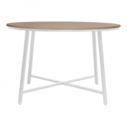 Τραπέζι Gianno pakoworld μελαμίνη σε φυσική απόχρωση και πόδι λευκό μέταλλο Φ120x76εκ Τραπέζι Gianno pakoworld μελαμίνη σε φυσική απόχρωση και πόδι λευκό μέταλλο Φ120x76εκ