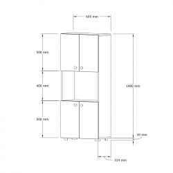 Ντουλάπα κουζίνας Guzel pakoworld σε λευκή απόχρωση 60x31.4x140εκ
