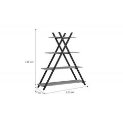 Βιβλιοθήκη Tree pakoworld μαύρο-φυσικό 120x33x135εκ