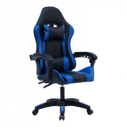 Καρέκλα γραφείου gaming William pakoworld PU μαύρο-μπλε (60x59x108εκ)