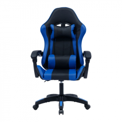 Καρέκλα γραφείου gaming William pakoworld PU μαύρο-μπλε (60x59x108εκ)