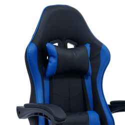 Καρέκλα γραφείου gaming William pakoworld PU μαύρο-μπλε (60x59x108εκ)