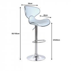 Σκαμπό μπαρ Butterfly pakoworld πτυσσόμενο λευκό pu-βάση χρωμίου 47x47x100εκ