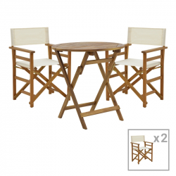 Τραπεζαρία Bistrual-Carpuva pakoworld σετ 3τεμ πτυσσόμενο φυσικό μασίφ ξύλο ακακίας Φ70x74εκ