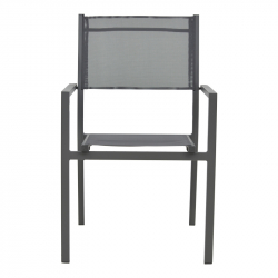 Πολυθρόνα Moly pakoworld  ανθρακί αλουμίνιο-textilene 61x56.5x87.5εκ