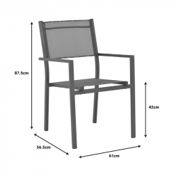 Πολυθρόνα Moly pakoworld  ανθρακί αλουμίνιο-textilene 61x56.5x87.5εκ