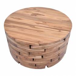 Τραπέζι σαλονιού Wozy Inart φυσικό ξύλο teak Φ90x45εκ