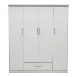 Ντουλάπα ρούχων τετράφυλλη Olympus pakoworld λευκό 159x57x183εκ