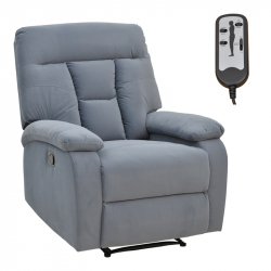 Πολυθρόνα relax με μηχανισμό massage Terpsi pakoworld γκρι βελούδο 80x94x100εκ
