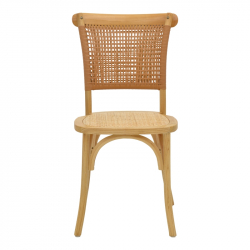 Καρέκλα Karley pakoworld φυσικό ξύλο οξιάς-έδρα φυσικό rattan 48x52x89εκ