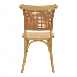 Καρέκλα Karley pakoworld φυσικό ξύλο οξιάς-έδρα φυσικό rattan 48x52x89εκ