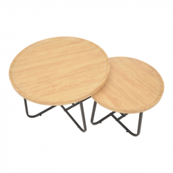Tραπέζια σαλονιού Crismory pakoworld σετ 2τεμ MDF σε φυσική απόχρωση και μαύρα μεταλλικά πόδια (70x70x46,5εκ)