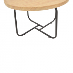 Tραπέζια σαλονιού Crismory pakoworld σετ 2τεμ MDF σε φυσική απόχρωση και μαύρα μεταλλικά πόδια (70x70x46,5εκ)