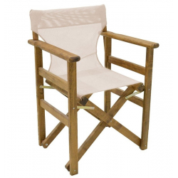 Καρέκλα-πολυθρόνα σκηνοθέτη Retto pakoworld μασίφ ξύλο οξιάς καρυδί-πανί μπεζ-λευκό (61x51x86εκ)