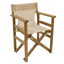 Καρέκλα-πολυθρόνα σκηνοθέτη Retto pakoworld μασίφ ξύλο οξιάς καρυδί-πανί μπεζ-εκρού (61x51x86εκ)