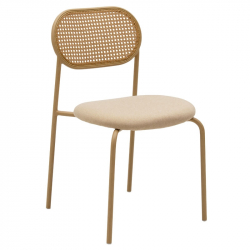 Καρέκλα James pakoworld pe rattan ύφασμα μπεζ-μέταλλο φυσικό (46,5x50x79,5εκ)