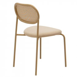 Καρέκλα James pakoworld pe rattan ύφασμα μπεζ-μέταλλο φυσικό (46,5x50x79,5εκ)