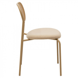 Καρέκλα James pakoworld pe rattan ύφασμα μπεζ-μέταλλο φυσικό (46,5x50x79,5εκ)